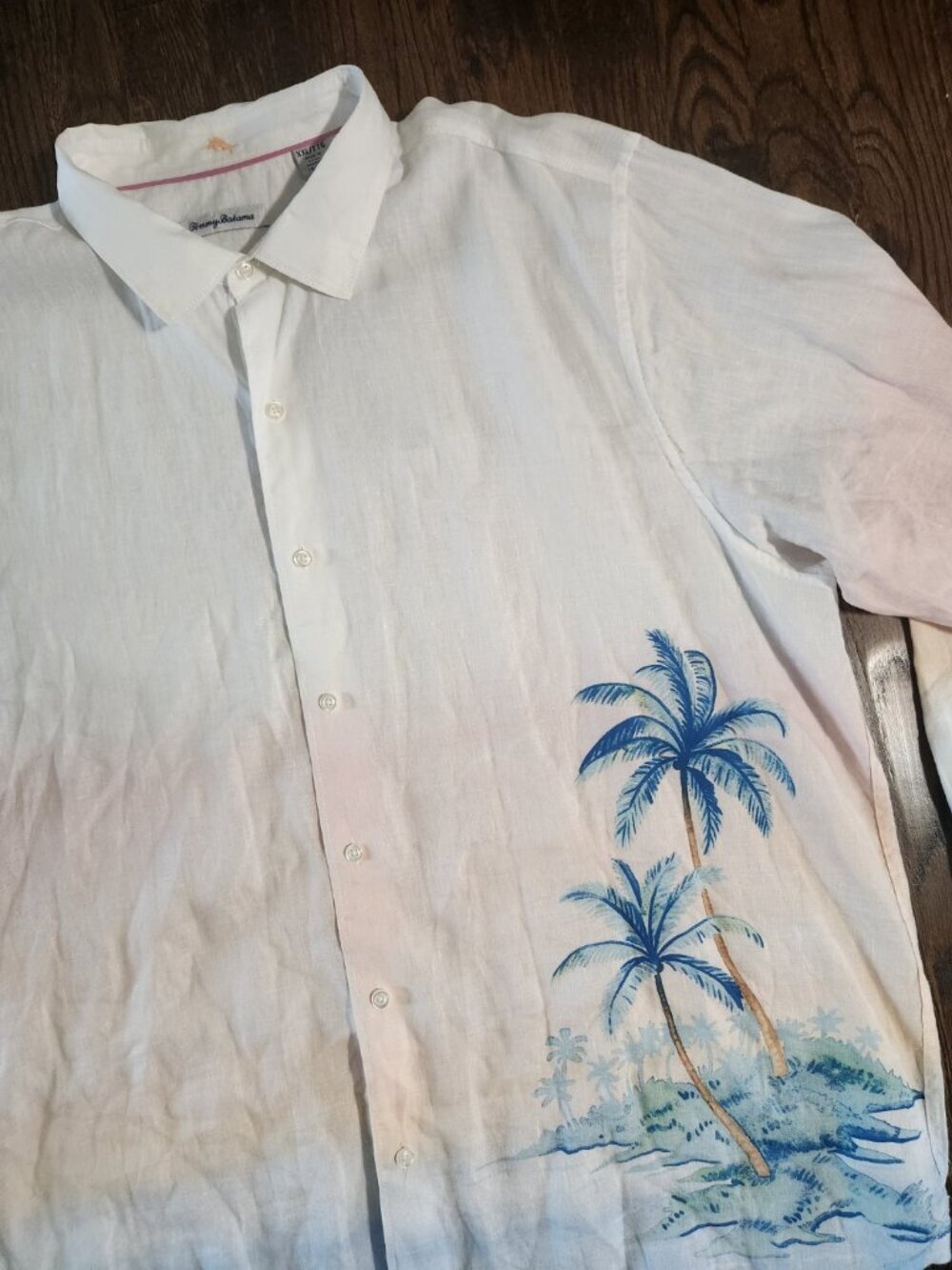 Tommy Bahama Vista Beach Palms Linen Button up Shirt Tropical Sunset Ombre XXL